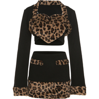 Chic Sexy Women Leopard Tiger Print Pattern Camisole Jacket Mini Short Skirt Three Piece Set - Thumbnail 8