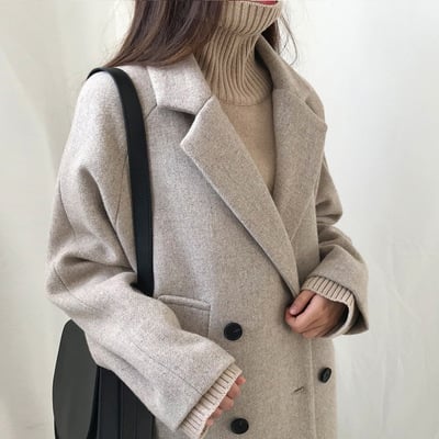 Korean style long coat - Thumbnail 1