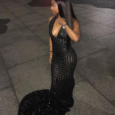 Mermaid sequins black girl prom dresses - Thumbnail 2