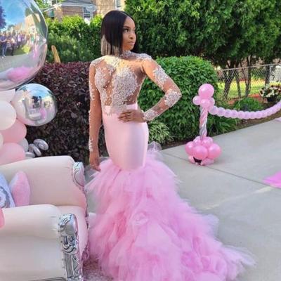 Charming mermaid pink senior prom evening dress - Thumbnail 3