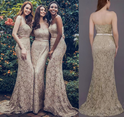 Strapless Lace Bridesmaid Dresses Mermaid