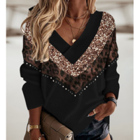 Elegant Women'S V-Neck Contrast Panel Sweater - Thumbnail 1