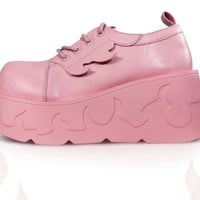 Flaming Doll Girl Princess Fire High Heel Platform Black Pink Wedges Shoes - Thumbnail 1