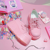 Flaming Doll Girl Princess Fire High Heel Platform Black Pink Wedges Shoes - Thumbnail 3