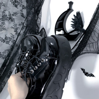 Flaming Doll Girl Princess Fire High Heel Platform Black Pink Wedges Shoes - Thumbnail 7