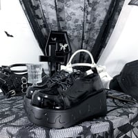 Flaming Doll Girl Princess Fire High Heel Platform Black Pink Wedges Shoes - Thumbnail 8