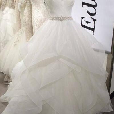 Floor length v neck ball gown wedding dress - Thumbnail 1