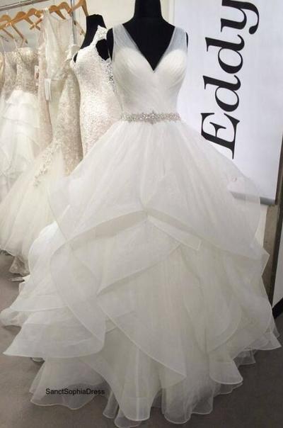 Floor Length V Neck Ball Gown Wedding Dress