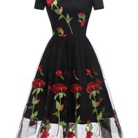 A Line Off Shoulder Black Short Prom Dress - Thumbnail 1