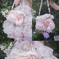 Sweet Heart Dream Rose Flower Shoulder White & Pink Underarm Bag - Thumbnail 2