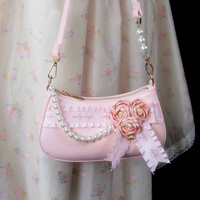 Sweet Heart Dream Rose Flower Shoulder White & Pink Underarm Bag - Thumbnail 1