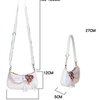 Sweet Heart Dream Rose Flower Shoulder White & Pink Underarm Bag - Thumbnail 8