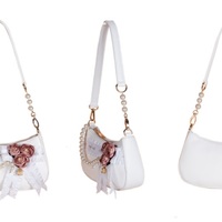 Sweet Heart Dream Rose Flower Shoulder White & Pink Underarm Bag - Thumbnail 9