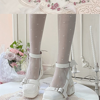Punk Devil Wings Cross Heart Silver Chains Japanese High Heels Mary Jane Shoes - Thumbnail 3