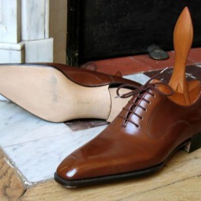 Hot sale men's hand stitch brown lace up genuine leather formal shoes