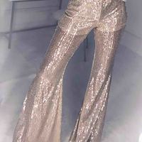 Sexy High Waist Tight Sequins Flare Pants - Thumbnail 1