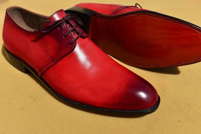 Best Wear Men's Hand Stitch Red Genuine Leather Lace Up Formal Shoes