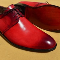 Best Wear Men's Hand Stitch Red Genuine Leather Lace Up Formal Shoes - Thumbnail 1