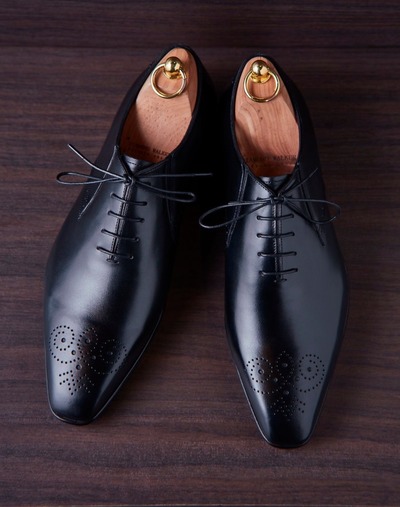 Top Trendy Men's Hand Stitch Black Brogue Toe Shoes, Lace Up Leather Shoes