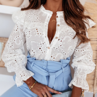 White Temperament Women'S Long Sleeved Shirt - Thumbnail 1