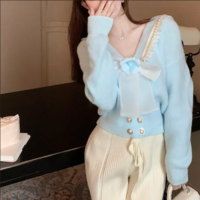 Big Bow Lady Sweater Cardigan - Thumbnail 4