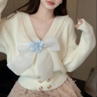 Big Bow Lady Sweater Cardigan - Thumbnail 9