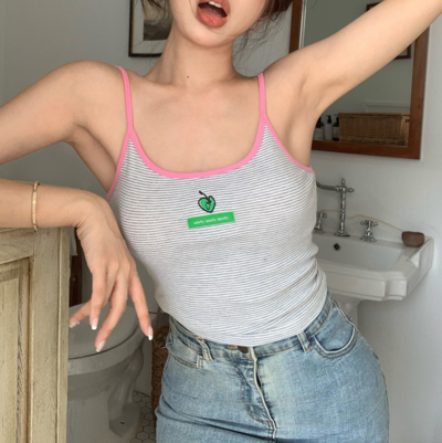 Smiley Apple Striped Cami Top