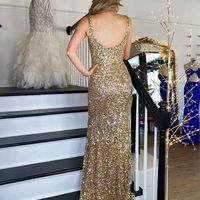 Charming Mermaid Square Neck Gold Sequins Prom Dresses - Thumbnail 2
