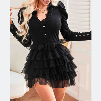 Temperament Fashion Stripe Long Sleeve Dress