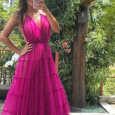 Spaghetti straps chiffon a-line prom dress