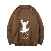 Harajuku Cat Ripped Unisex Sweater - Thumbnail 5
