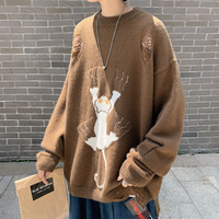 Harajuku Cat Ripped Unisex Sweater - Thumbnail 3