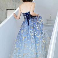 A-Line Strapless Floor-Length Pleated Party Dresses - Thumbnail 1
