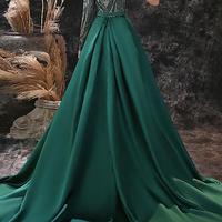 Mermaid One Shoulder Long Sleeves Sequin Formal Prom Dresses - Thumbnail 3