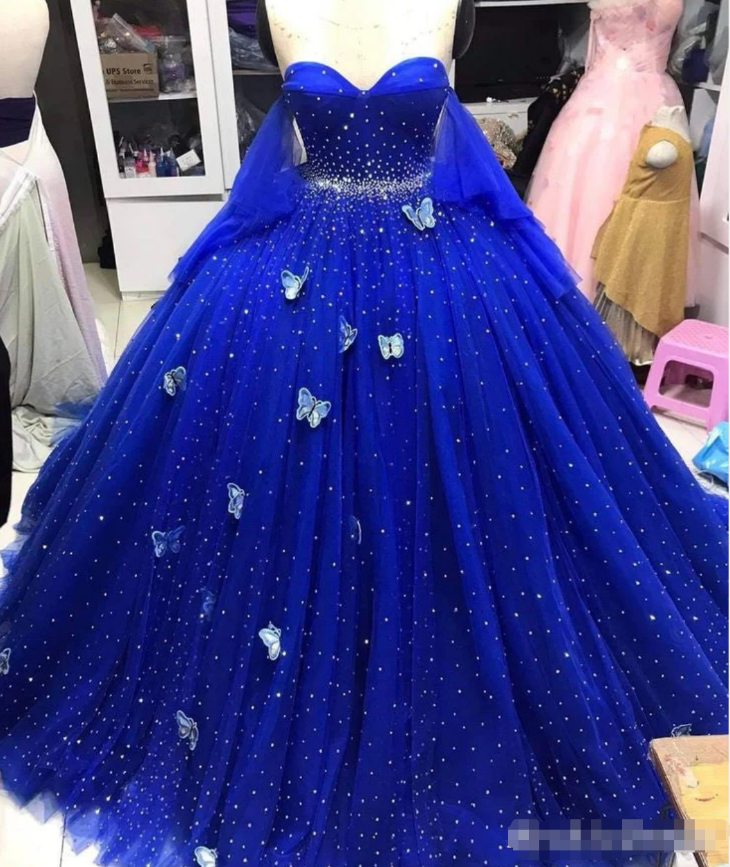 sweet 16 dresses blue and purple Blue A-Line Tulle Long Prom Dress, Blue Formal Sweet 16 Dress US 6 / Blue
