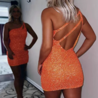 Burnt Orange Prom Dresses Short Homecoming Dress - Thumbnail 1