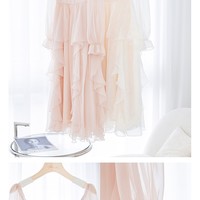 European Classic Angel Fairytale Princess White Pink Tulle Ribbon Bow Long Fairy Dress - Thumbnail 7