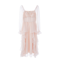 European Classic Angel Fairytale Princess White Pink Tulle Ribbon Bow Long Fairy Dress - Thumbnail 9