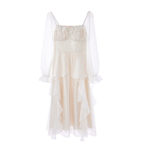 European Classic Angel Fairytale Princess White Pink Tulle Ribbon Bow Long Fairy Dress - Thumbnail 8