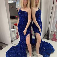 Charming Mermaid One Shoulder Royal Blue Prom Dresses - Thumbnail 1
