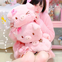 Plush Doll Pig Piggy Pattern Pink Messenger Handbag Bag - Thumbnail 1
