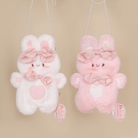 Plush Rabbit Bunny Pearl Bow Ribbon Heart Love Doll Princess Pink White Messenger Handbag Bag - Thumbnail 6