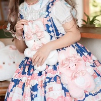 Plush Rabbit Bunny Pearl Bow Ribbon Heart Love Doll Princess Pink White Messenger Handbag Bag - Thumbnail 3