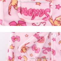 Cute Sailor Moon Coral Fleece Pajamas Thickened Warm Home Clothes - Thumbnail 4