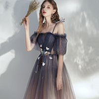 Lovely Gradient Tulle Long Prom Dress, A-Line Spaghetti Strap Evening Dress - Thumbnail 3