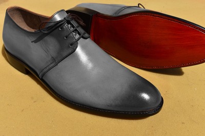 New Men's Hand Stitch Grey Genuine Leather Lace Up Formal Wear Shoes