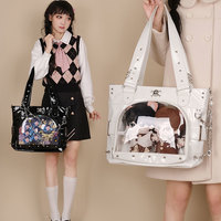 Gothic Goth Punk Rock Girl Black White Silver Holographic Skull Chains Shoulder Bag - Thumbnail 7