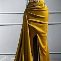 Sexy Crtstal Beaded Arabic Plus Size Evening Gown WIth High Side Split  - Thumbnail 1