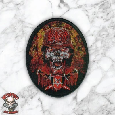 Slaytanic skull woven patches