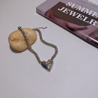 Silver Metal Heart Necklace - Thumbnail 1